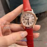 Perfect Replica Jaeger-LeCoultre Rendez-Vous Rose Gold Bezel Red Leather Strap 33mm Watch